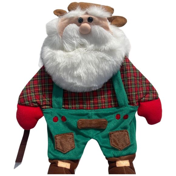 VTG  Christmas Santa Hillbilly Fabric Wall Hanging Country Folk Art Cottage 19" - Picture 12 of 14